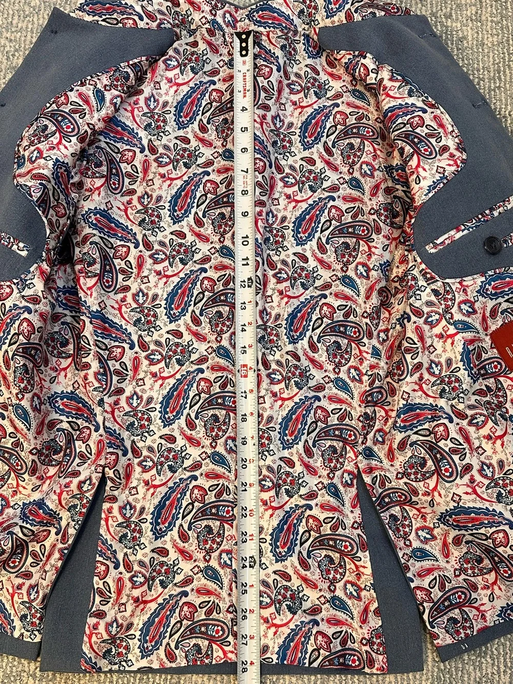 Rivesse Indian Suit Jacket Cornflower Blue Paisley Lining 32-34R Wedding Ethnic